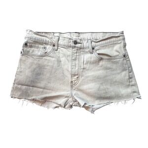 Levi's 511 Jean Shorts Womens 36 Beige Slim Fit Cut Off Raw Hem Denim Distressed